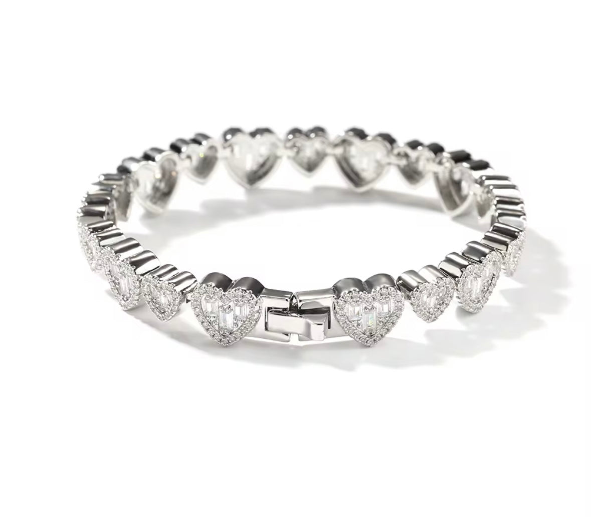 Heart tennis bracelet