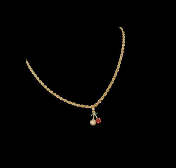 Red cherry rope necklace ( pre order )