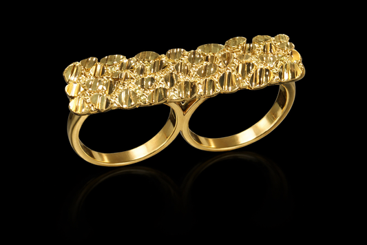 Two finger Gold nugget ring ( pre order)