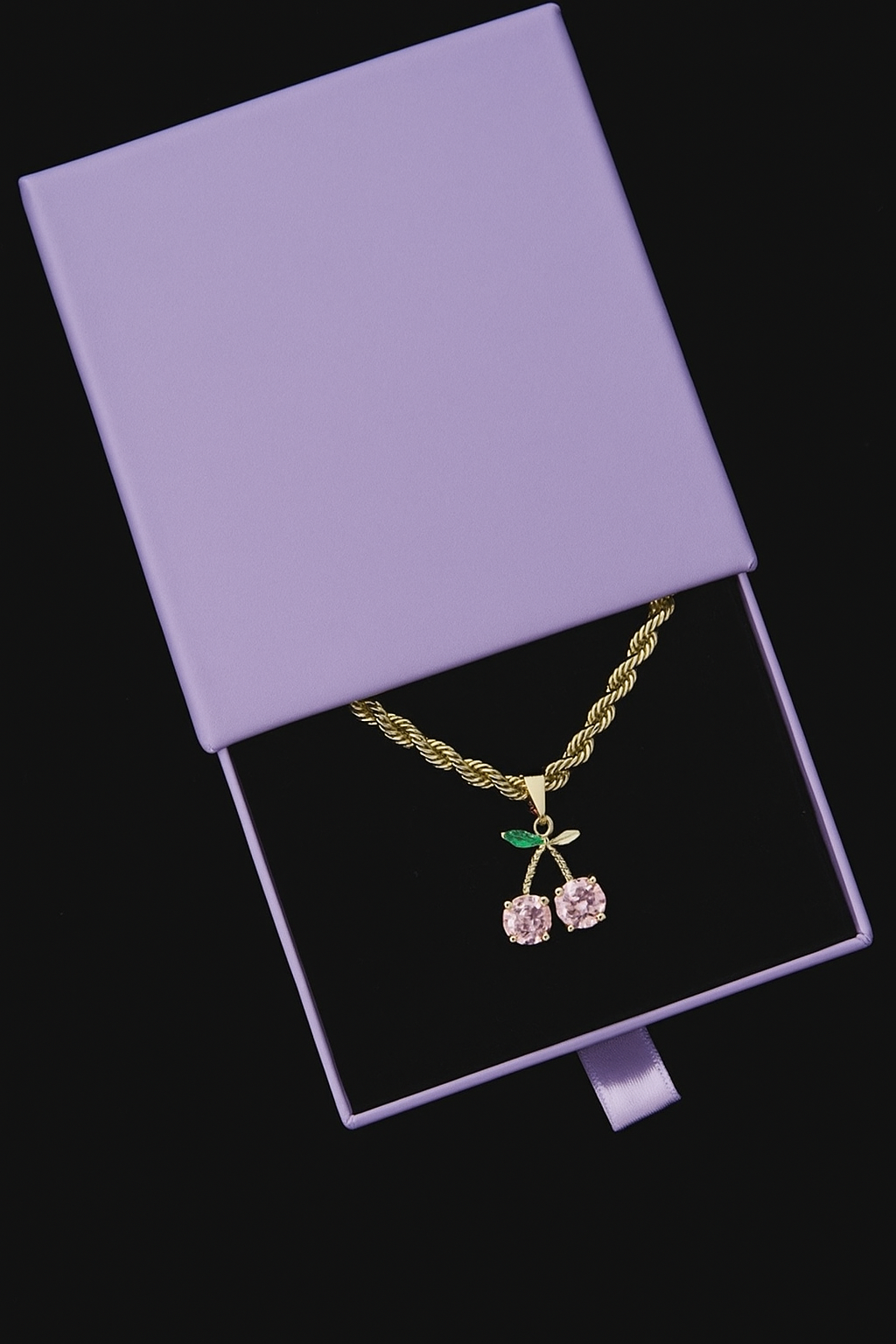 Pink cherry rope necklace ( pre order )