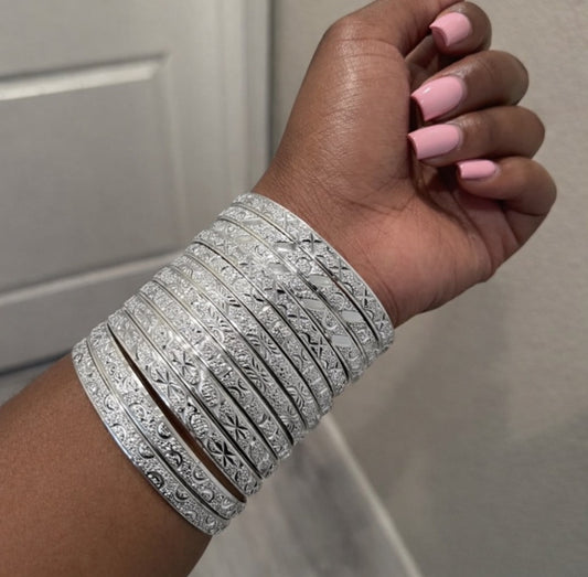 12 pack Sliver  bangles