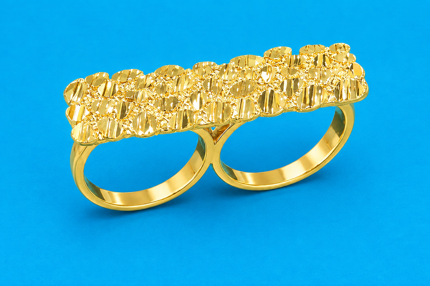 Two finger Gold nugget RING