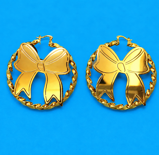 Gold bow earrings