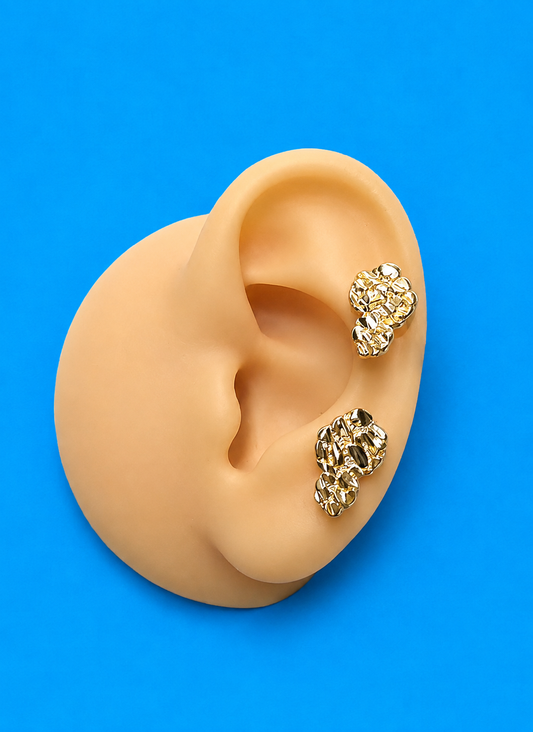 Gold nugget earrings