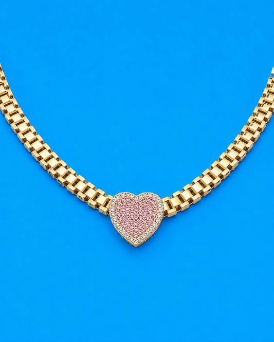Rolex diamond heart necklace